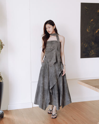Slit Bustier Top and Ruffled Hem Skirt Set