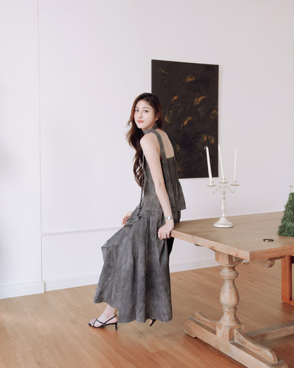 Slit Bustier Top and Ruffled Hem Skirt Set