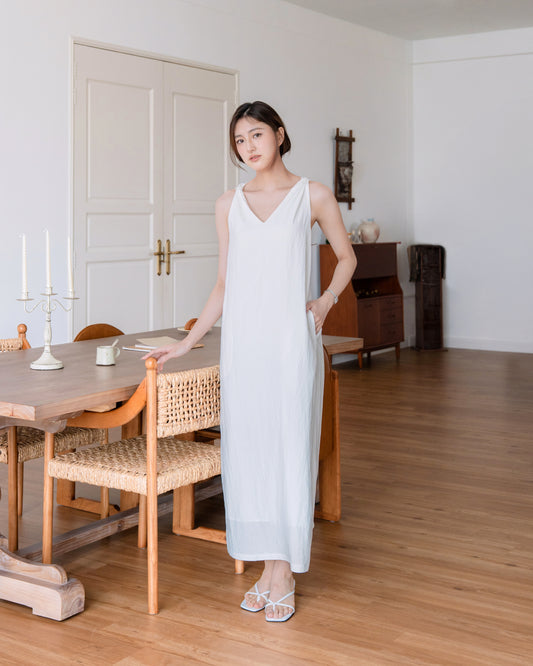 Twist-Back Linen-Blend Dress