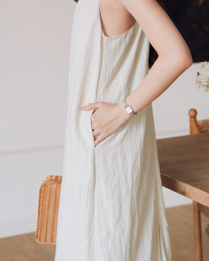 Twist-Back Linen-Blend Dress