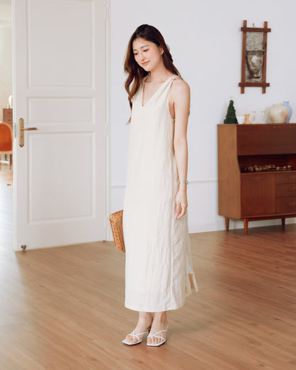 Twist-Back Linen-Blend Dress