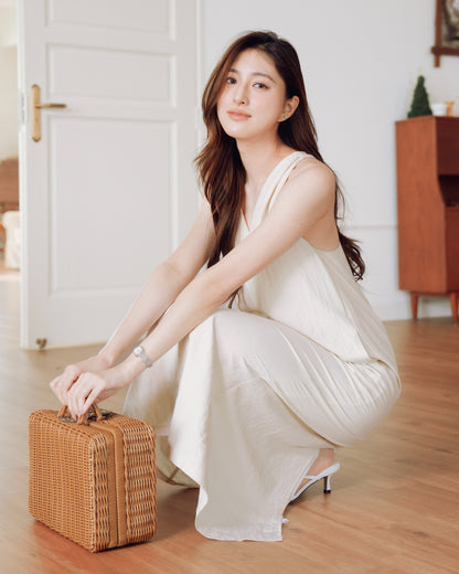 Twist-Back Linen-Blend Dress