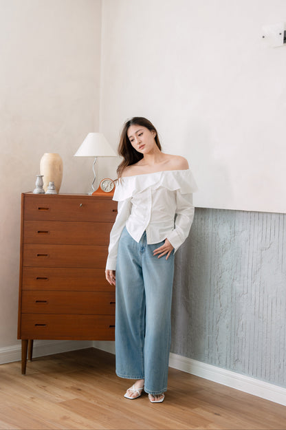 Off Shoulder Poplin Shirt