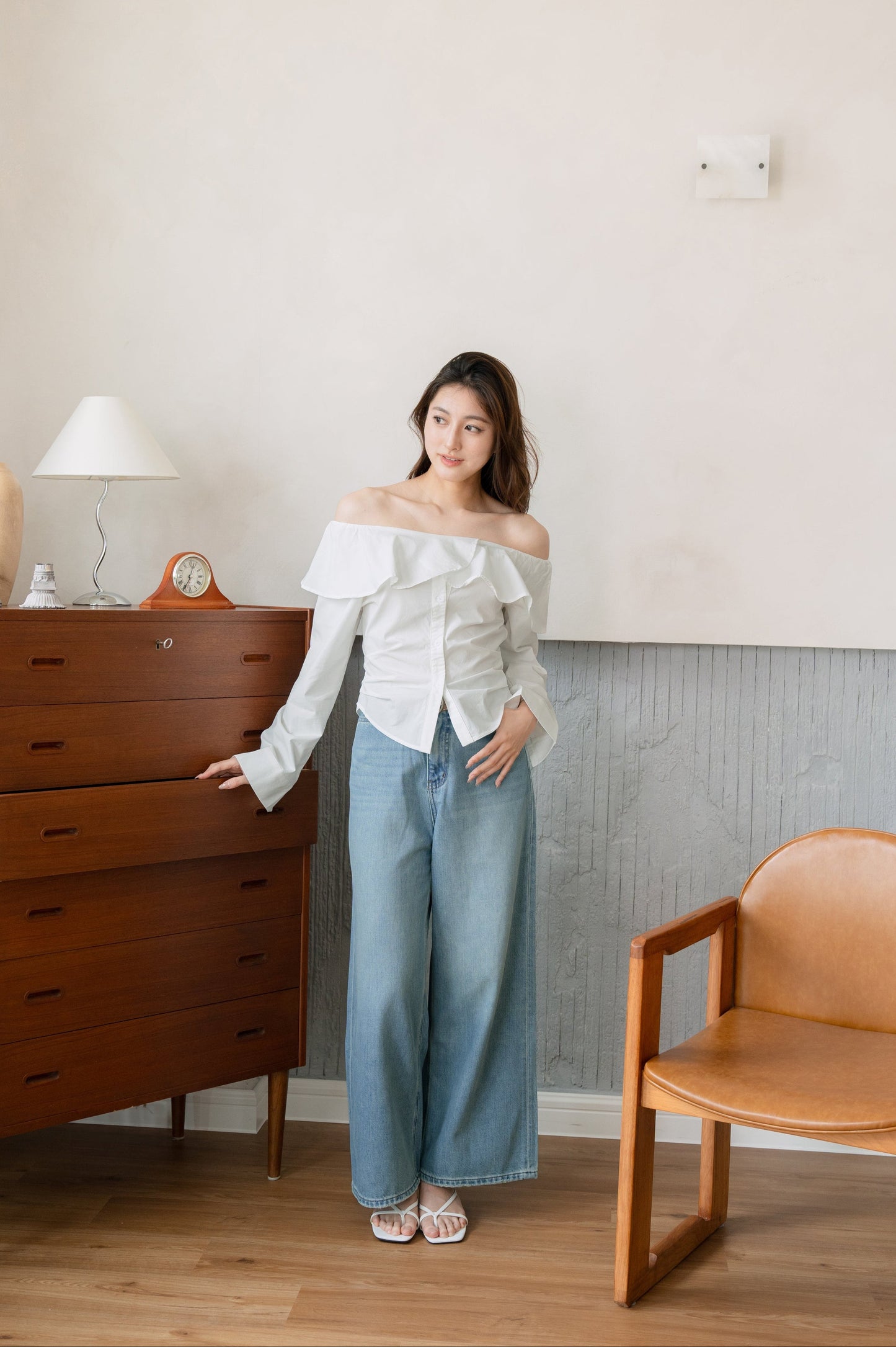 Off Shoulder Poplin Shirt
