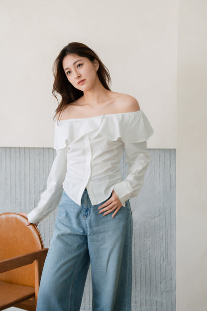 Off Shoulder Poplin Shirt