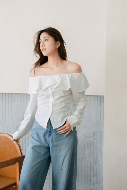 Off Shoulder Poplin Shirt