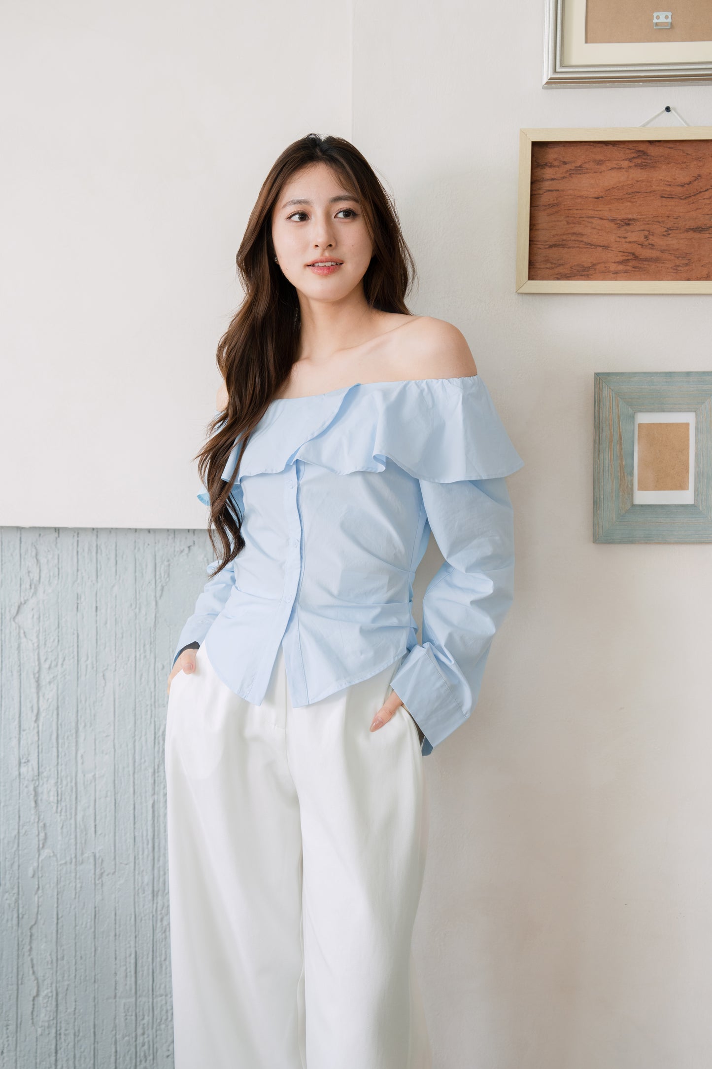 Off Shoulder Poplin Shirt