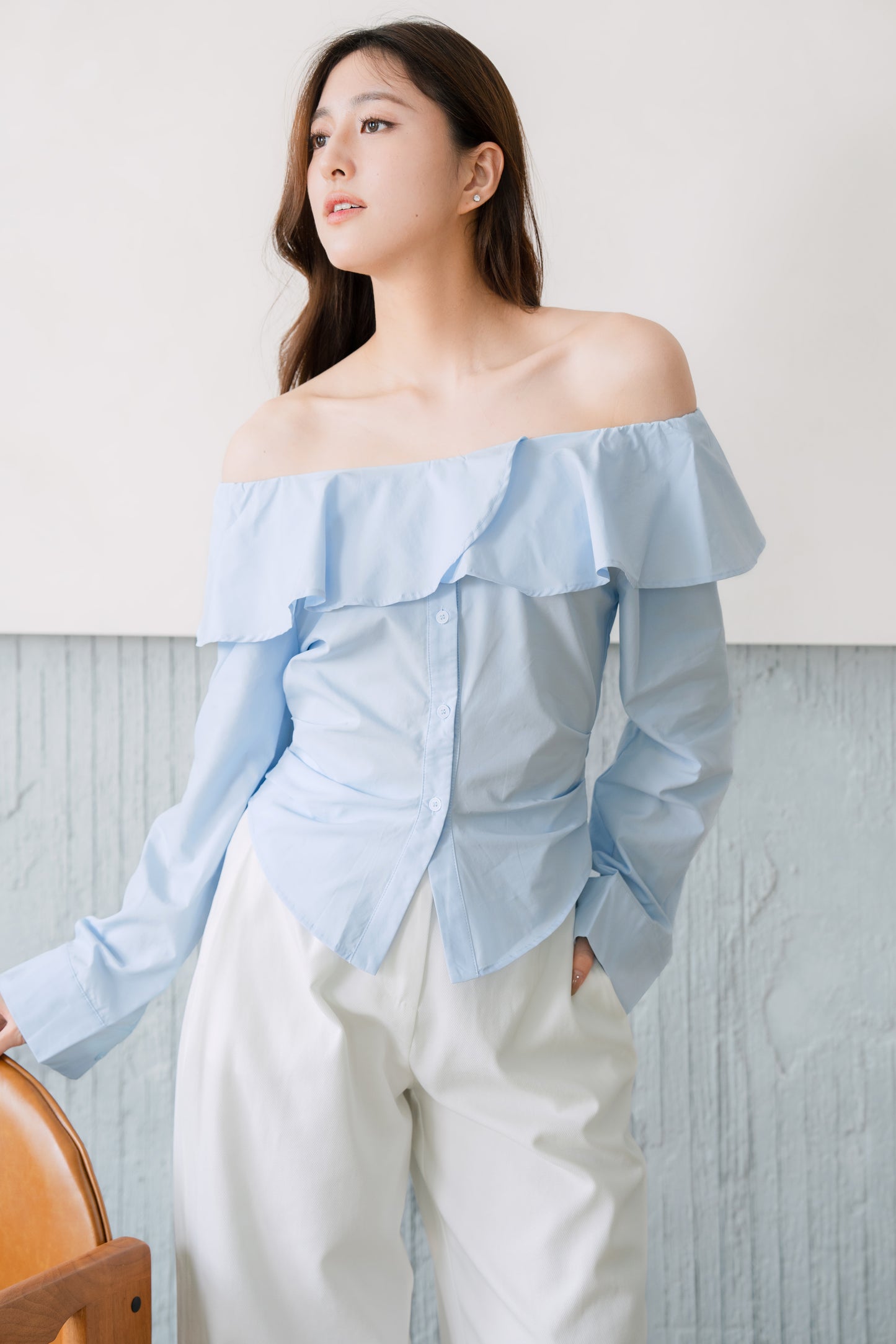 Off Shoulder Poplin Shirt