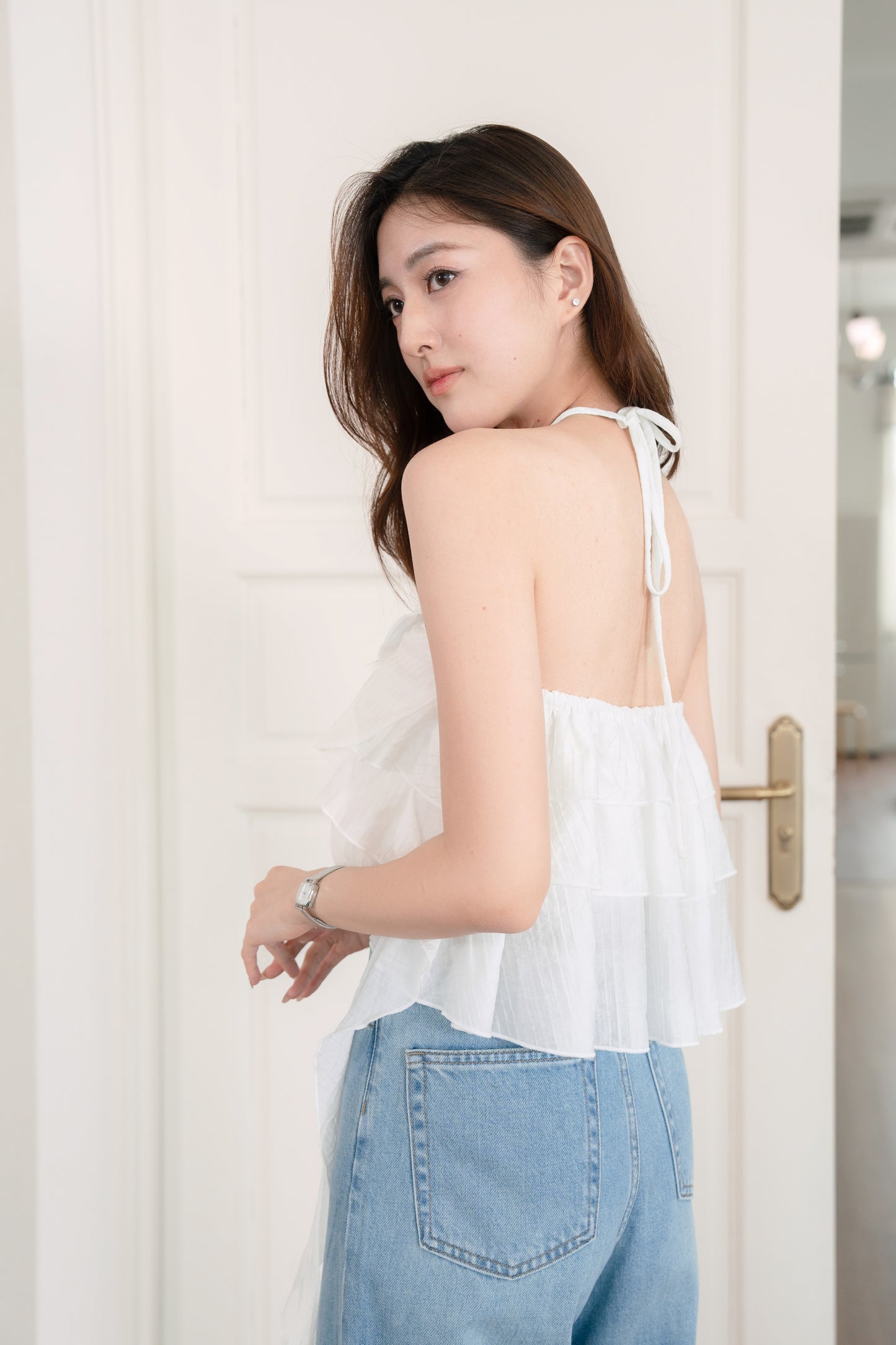 Ruffled Halter Neck Top