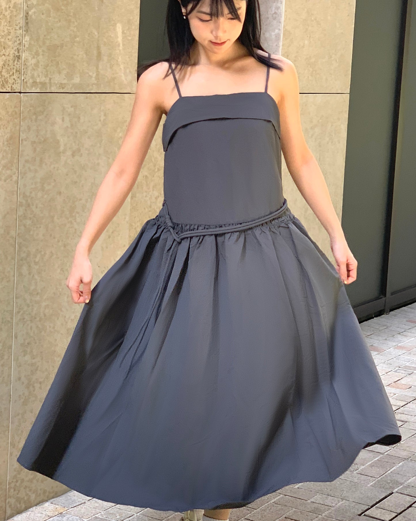 Spaghetti Strap Crinkled Dress