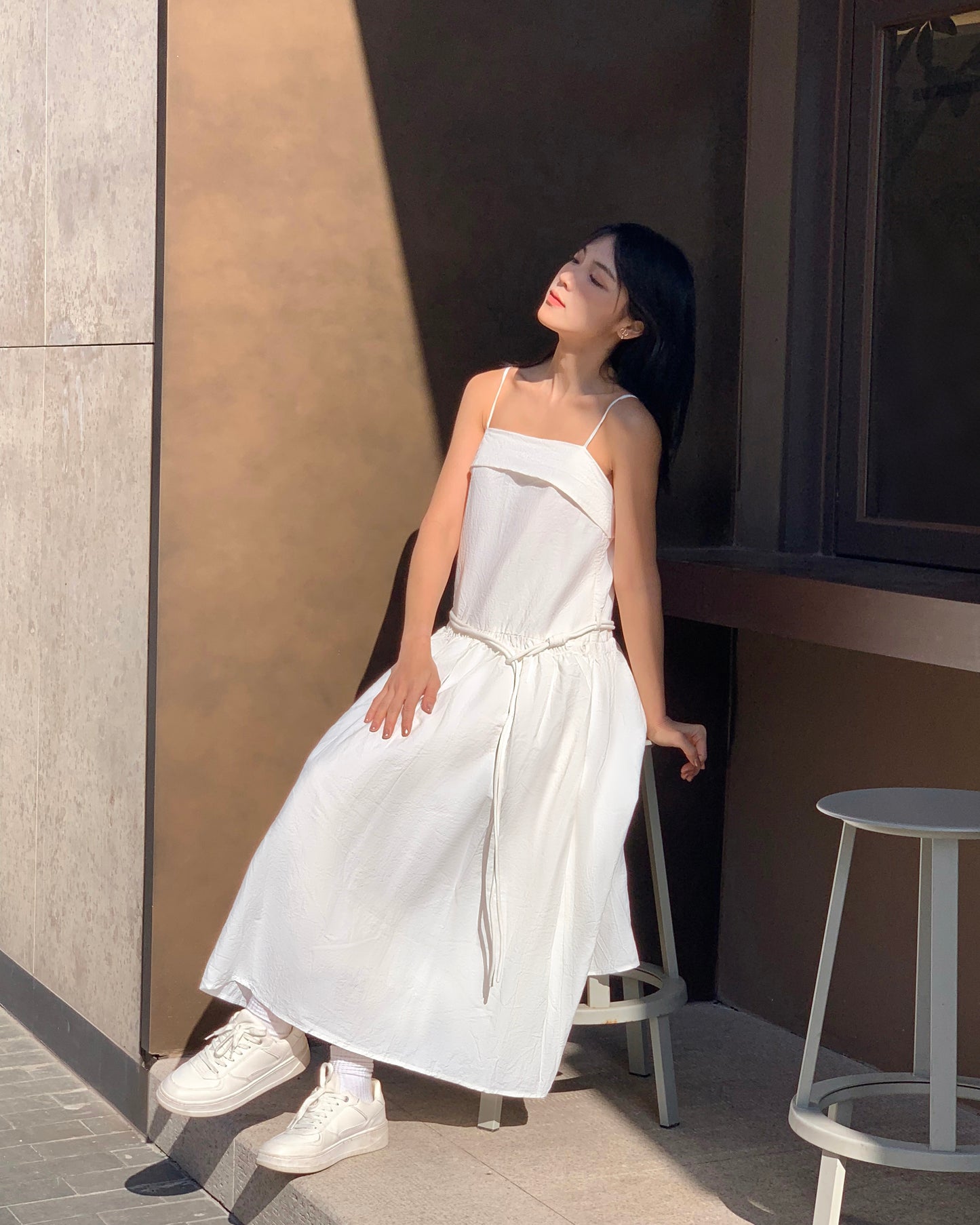 Spaghetti Strap Crinkled Dress