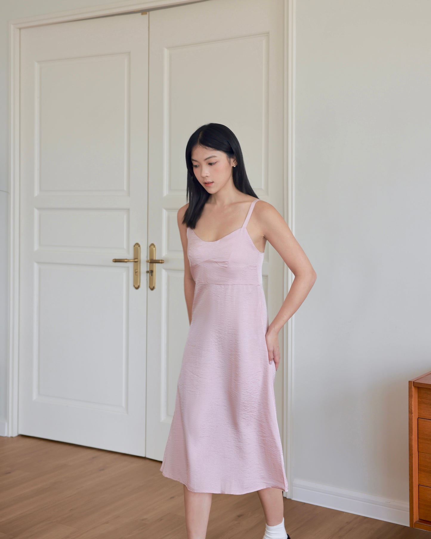 Creased-Effect Midi Dress